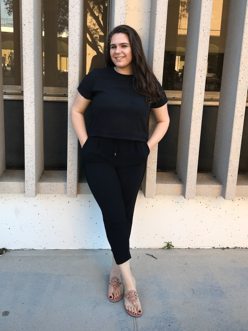 Crafted by Lee Black Crop Top & Drawstring Pants Set